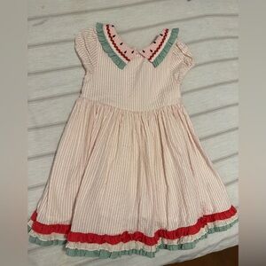 Mini Boden Watermelon Striped Pink and Red Kids Dress